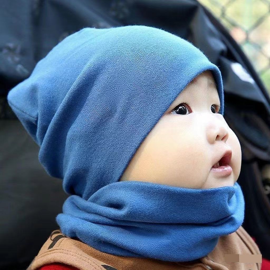儿童纯棉帽子围脖套装男
