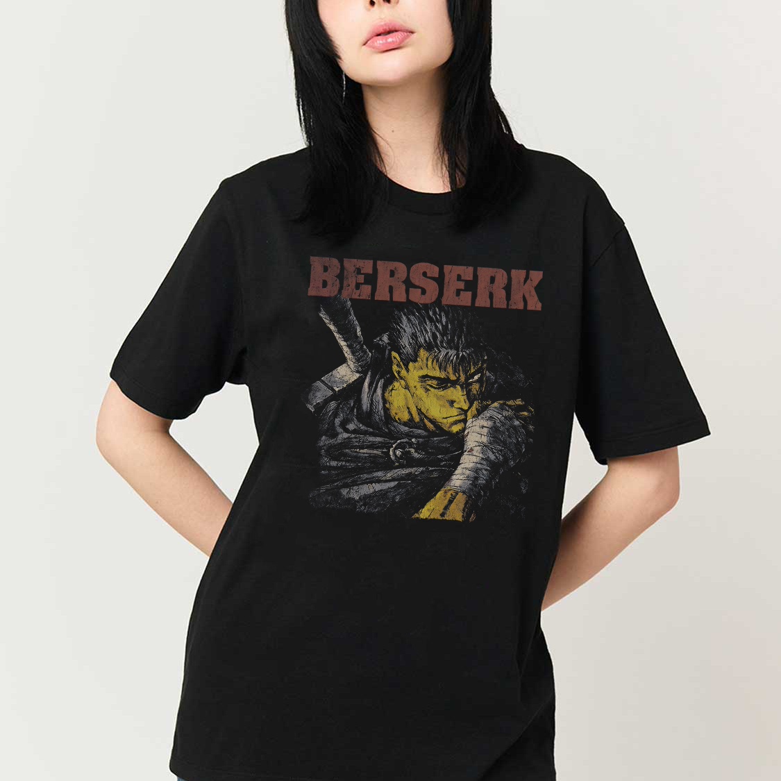 剑风传奇做旧水洗棉印花短袖T恤