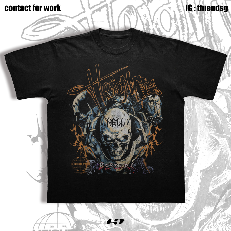 美式剑风传奇Berserk骷髅战士男装女装全棉印花短袖T恤t-shirt潮