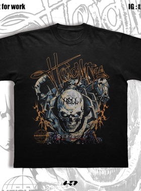美式剑风传奇Berserk骷髅战士男装女装全棉印花短袖T恤t-shirt潮