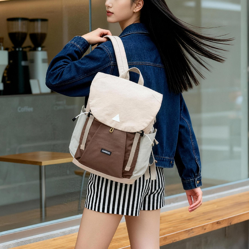 Across户外休闲百搭双肩包女日韩系高颜值书包轻便大容量电脑背包