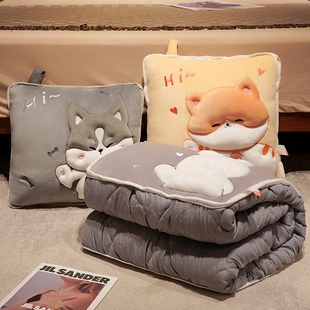 抱枕被子两用2025新款办公室午睡枕头折叠毯子二合一汽车靠枕车用