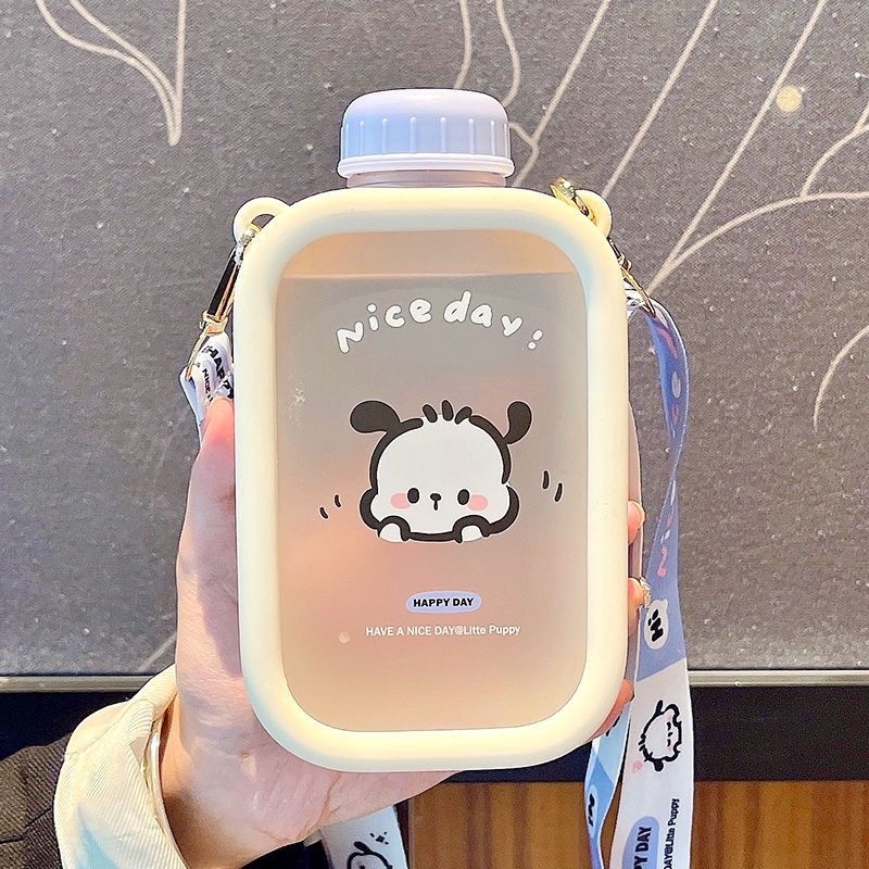 高颜值新款水杯小众可爱帕恰狗女生塑料水杯直饮便携方形杯