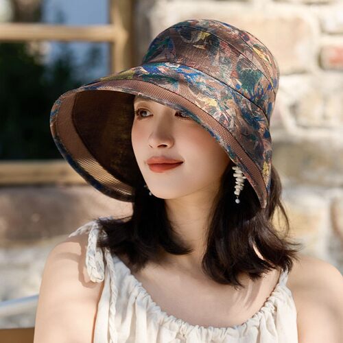 杭州丝绸工厂新款防晒太阳帽夏季女透气骑车防风空顶大檐遮阳帽女
