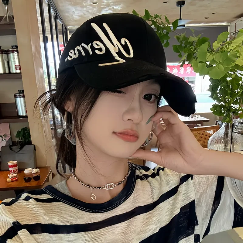 静好好物刺绣字母棒球帽男女款加宽帽檐硬顶显脸小鸭舌遮阳棒球帽