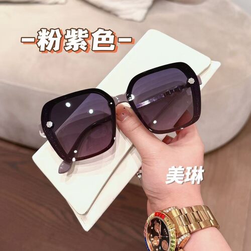 也古高清偏光高定细闪自带妆容感时尚墨镜防紫外线显脸小太阳镜女