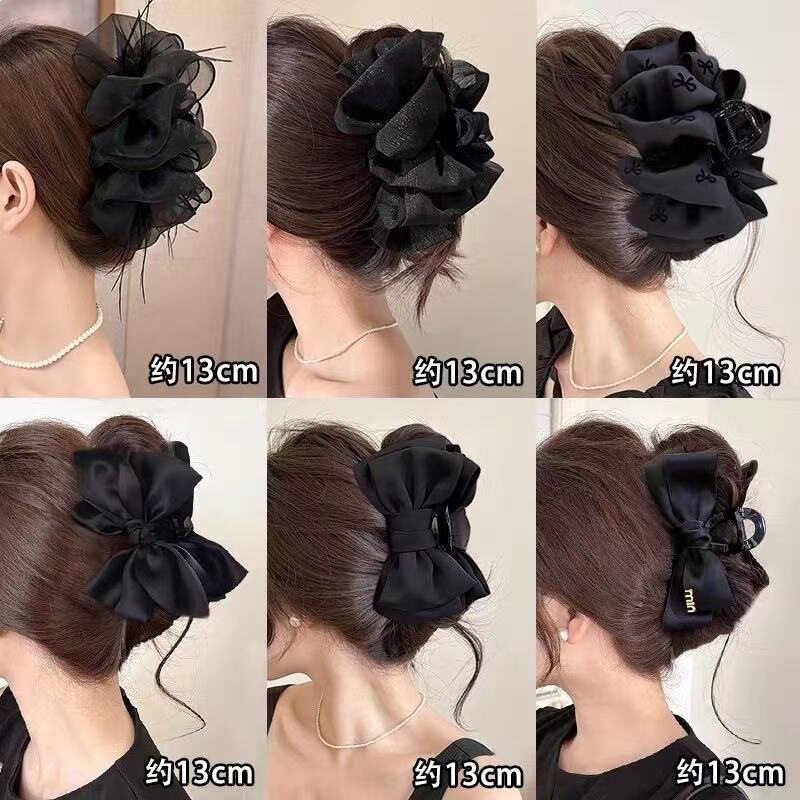 云朵泡泡纱抓夹女在逃公主超大满天星网纱抓夹显发量鲨鱼夹头饰