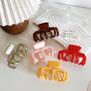 简约几何糖果色加厚百搭醋酸发夹感金标鲨鱼夹大发量抓夹发饰
