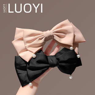 2025新款 珍珠蝴蝶结发夹女后脑勺弹簧夹顶夹头饰 轻奢时尚