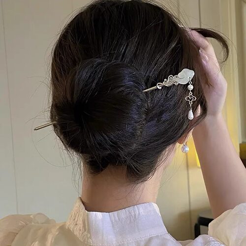 祥云玉如意流苏发簪古风小众设计感簪子复古盘发发钗簪花头饰发饰