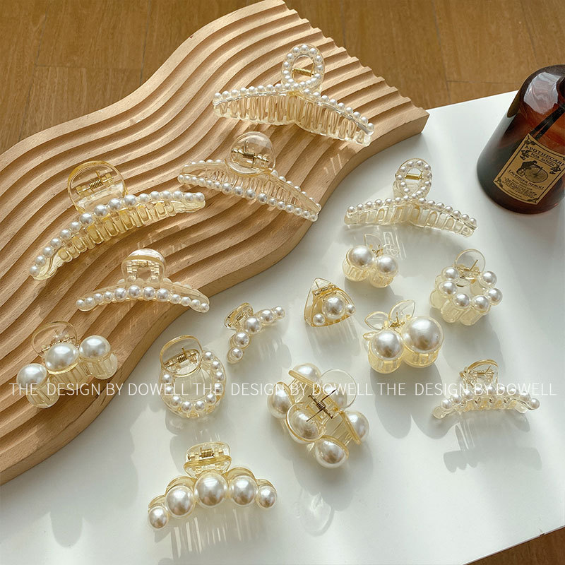 朵薇饰品 韩版珍珠发饰大中小号气质发饰清新发抓洗澡发夹