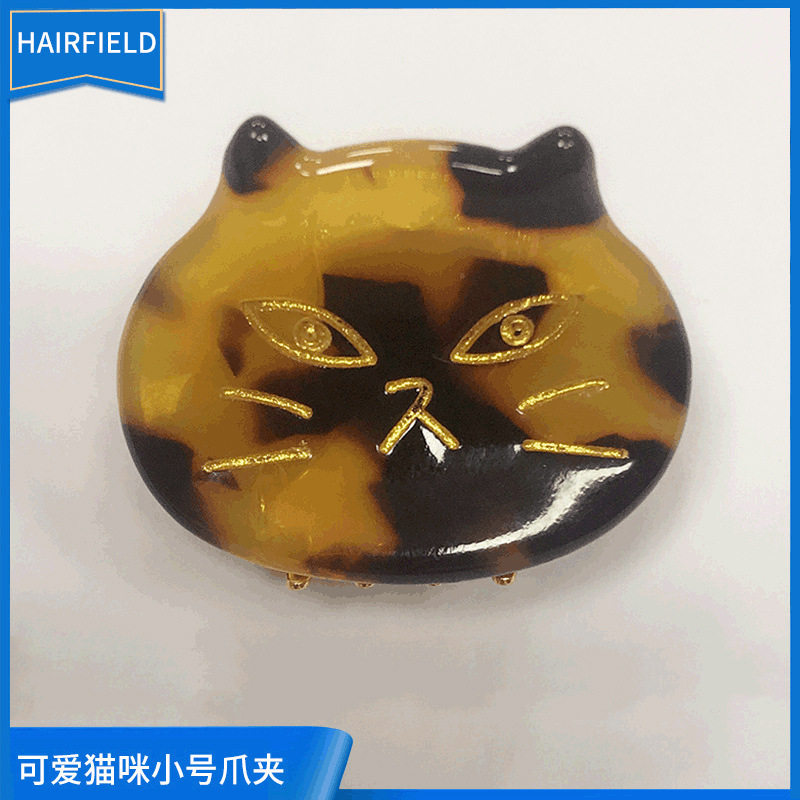 韩版韩式可爱猫发夹 醋酸手工制作女式抓夹 卡通猫咪发饰品抓夹