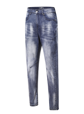 HARRI-USZ/哈里维斯时尚百搭复古风男士浅色修身直筒牛仔裤