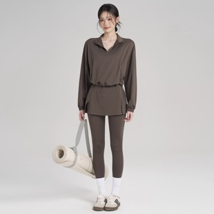 半拉链保暖瑜伽上衣 女跑步运动长裤 LULU VURU加绒户外健身服套装