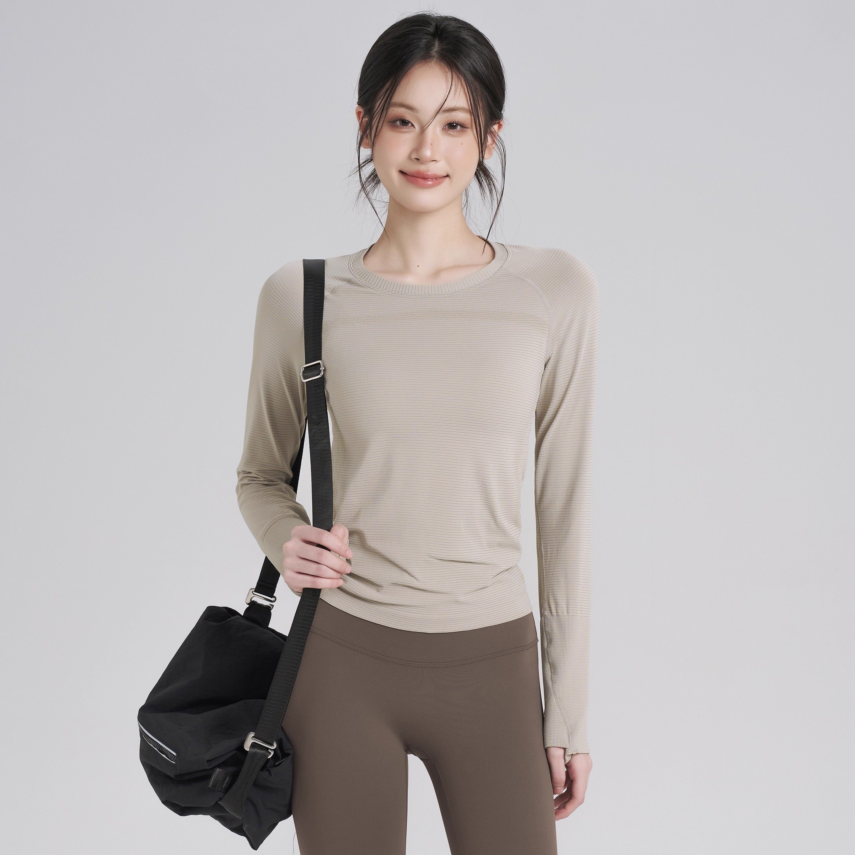 LULU VURU速干健身瑜伽服女透气训练运动长袖圆领无缝高弹跑步t恤,运动服/休闲服装,健身衣,淘宝优惠券,粉丝福利购,淘宝优惠卷