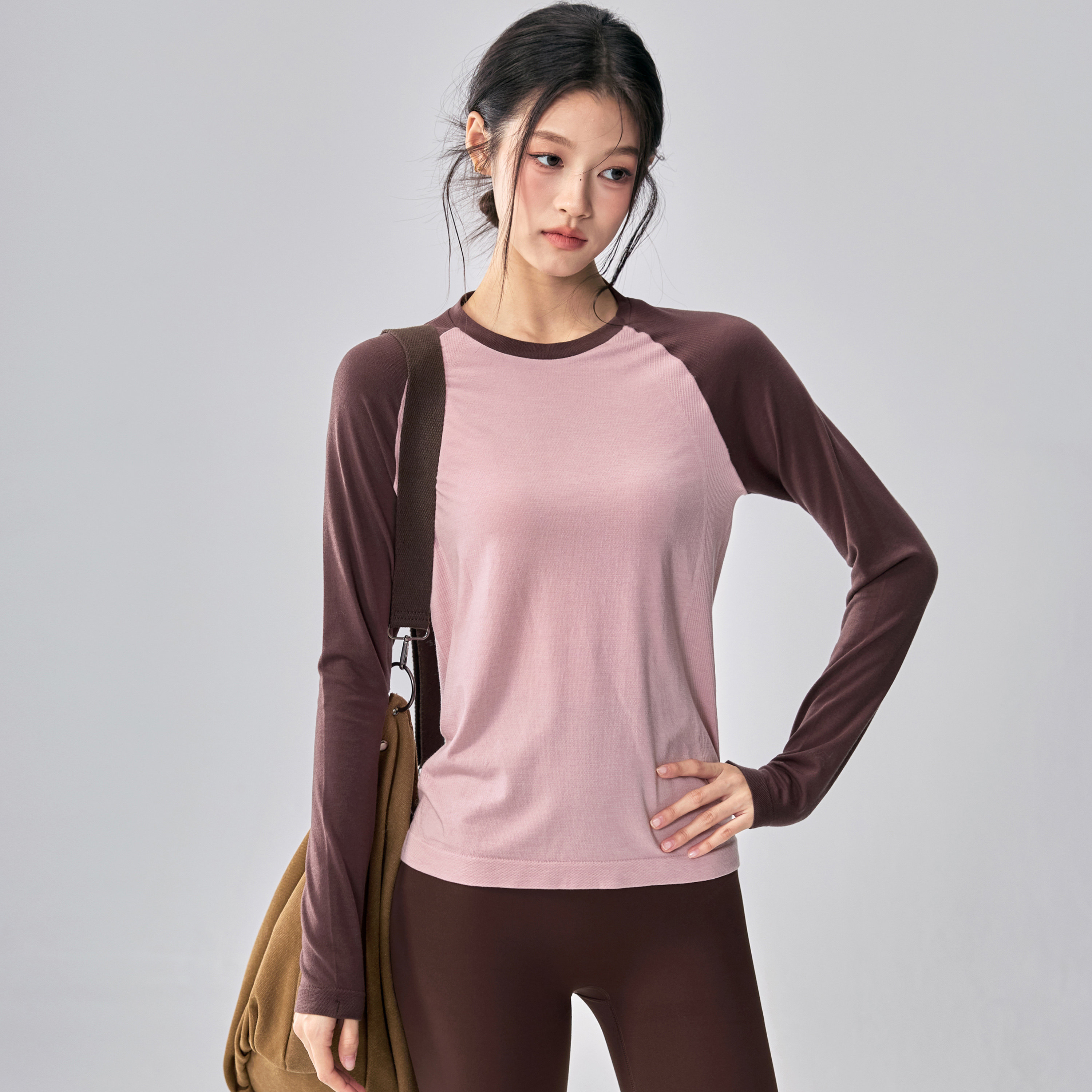 LULU VURU宽松运动瑜伽服长袖女速干跑步普拉提训练无缝健身上衣,运动服/休闲服装,健身衣,淘宝优惠券,粉丝福利购,淘宝优惠卷