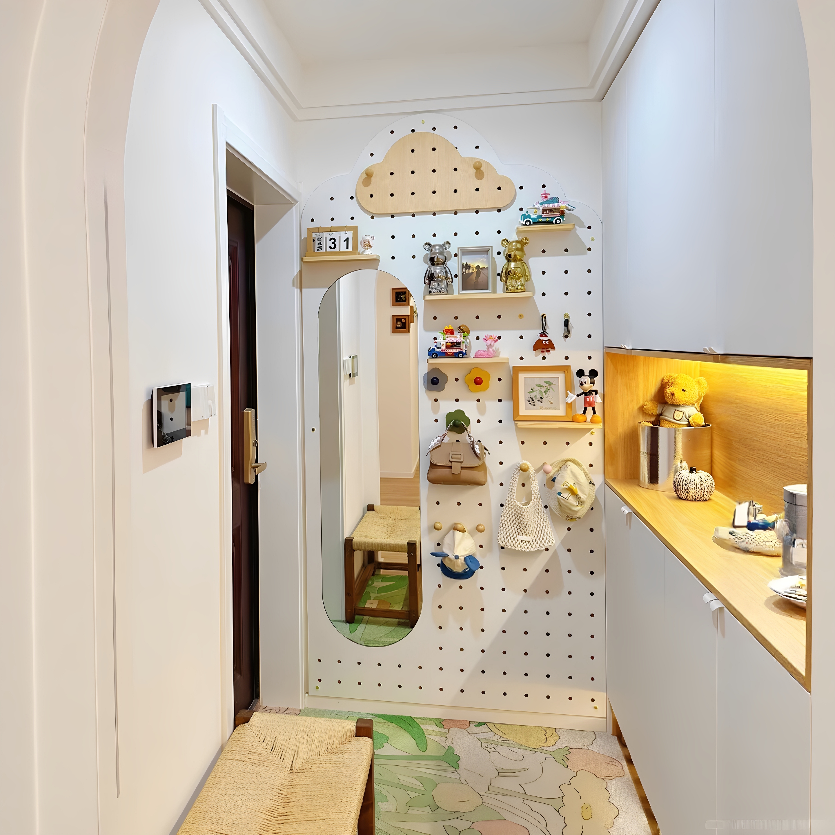 洞洞板定制挂墙上置物架入户收纳衣帽挂钩玄关墙面墙壁展示架木质