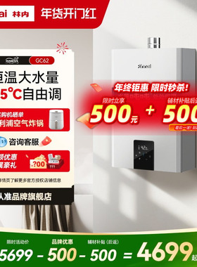 [鲸吨吨水伺服]林内燃气热水器小蛮腰Max0.5微控恒温20/24升GC62