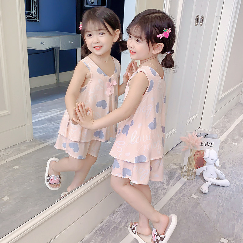 女童睡衣夏季儿童薄款绵绸棉绸小女孩2025新款夏款家居服套装