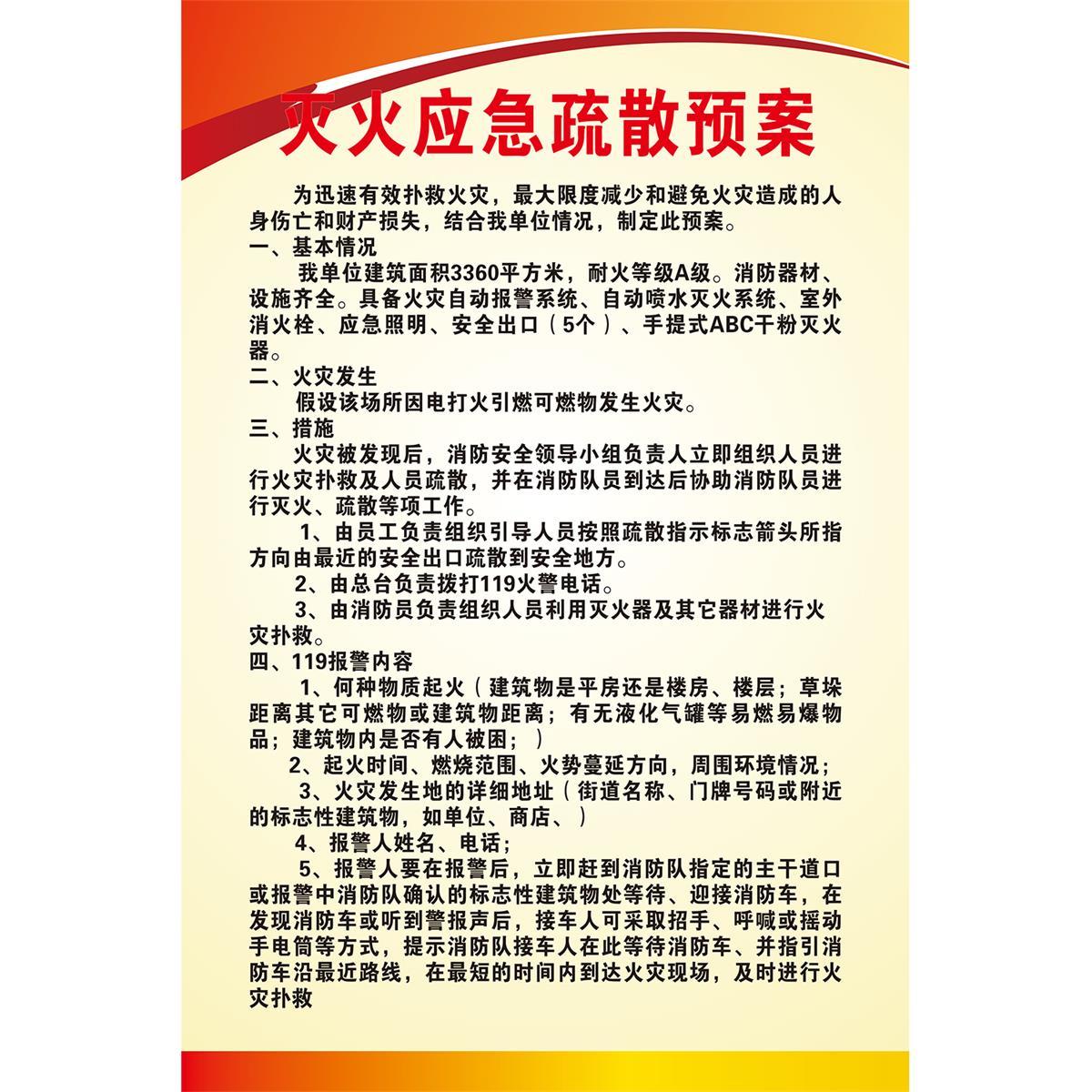广告灭火应急疏散预案海报消防安全宣传装饰带背胶贴画墙贴纸KT板