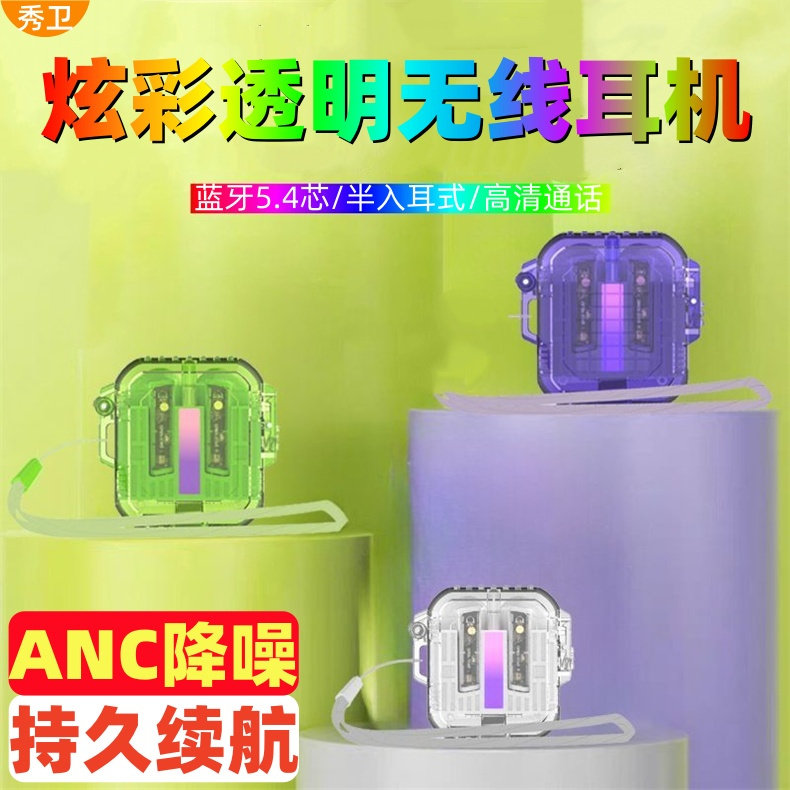 秀卫透明半入耳降噪蓝牙耳机ANC