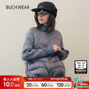 BUCH WEAR排骨羽绒服女2025冬季新款拼接针织保暖鹅绒外套641348