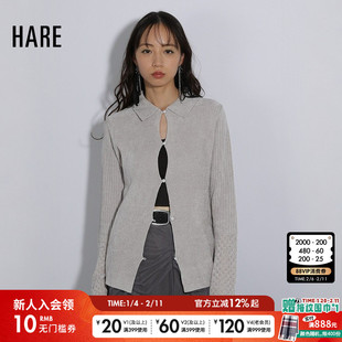 HARE毛针织衫女2026春季新款时尚修身简约翻领日系毛衣289034