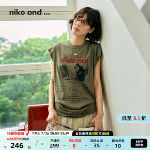 niko and ...T恤女[十五]2026夏季新款复古乐队盖袖上衣1049569