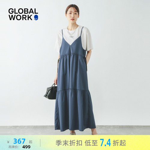 GLOBAL WORK 连衣裙女2026夏季新款格纹前后两穿吊带裙636034