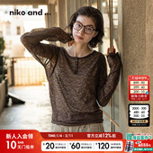 亨利领蕾丝长袖 niko 内搭329636 新款 薄款 and ...上衣女2026春季