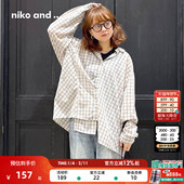 and 格纹休闲翻领薄款 ...衬衫 niko 女2026春季 新款 长袖 上衣290574