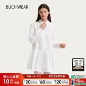 新款 BUCH WEAR连衣裙女2026春季 褶皱水滴领公主风棉质裙子642245