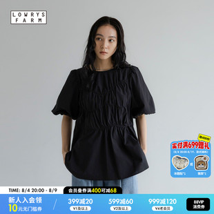 LOWRYS FARM衬衫女2026夏季新款温柔褶皱泡泡袖娃娃衫1049042