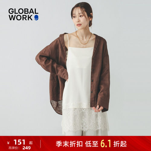 GLOBAL WORK 吊带女2026夏季新款蕾丝拼接无袖吊带衬衣671839