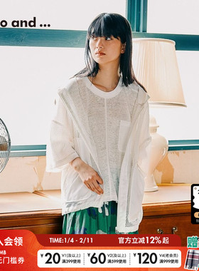 niko and ...外套女2025夏季新款简约休闲连帽镂空宽松外套450522