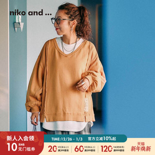 假两件设计感宽松长袖 niko 新款 ...卫衣女2025冬季 598804 and