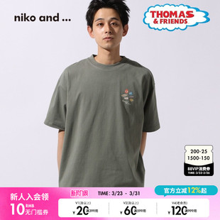 含棉印花上衣425591 ...T恤男托马斯小火车联名系列新款 niko and