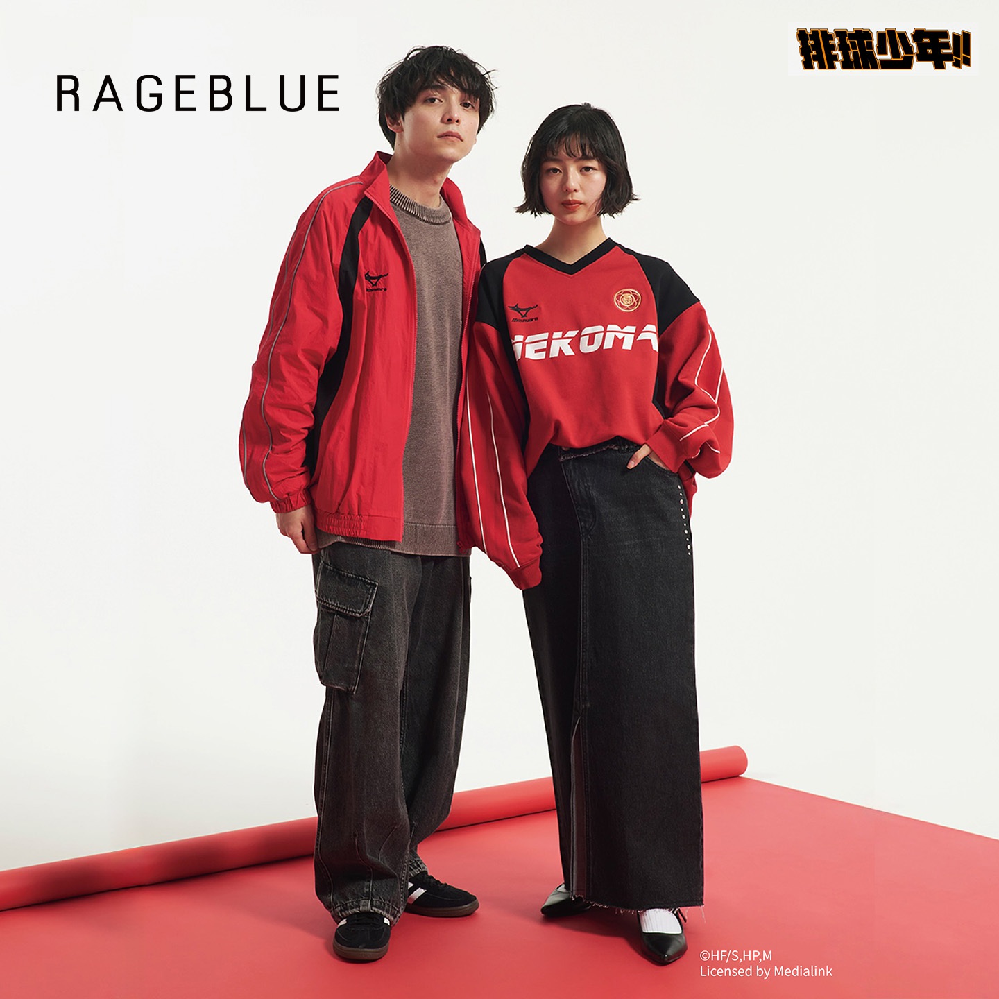 RAGEBLUE排球少年联名2025秋新款运动服长袖上衣卫裤两件套318689