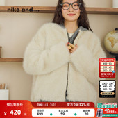 niko 保暖环保皮草厚外套夹克服600494 新款 and ...外套女2025冬季