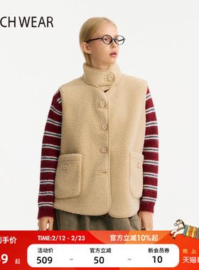 BUCH WEAR马甲女2025冬季新款巴恩风仿羊羔绒无袖外套602743