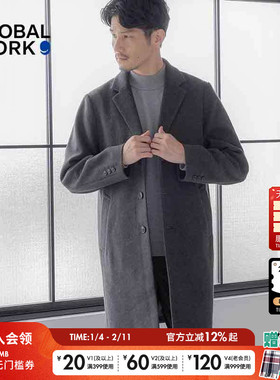 GLOBAL WORK毛呢大衣男冬季新款时尚宽松休闲日系厚外套115769