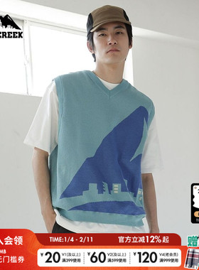 CITY CREEK马夹男2025春夏V领撞色日系背心外搭194488