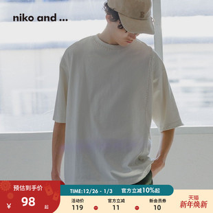 and niko ...2025夏季 新款 纯色T恤323777 男士 博主同款
