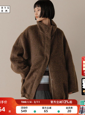 LOWRYS FARM毛呢厚外套女2025冬季新款高领宽松毛绒感大衣570783
