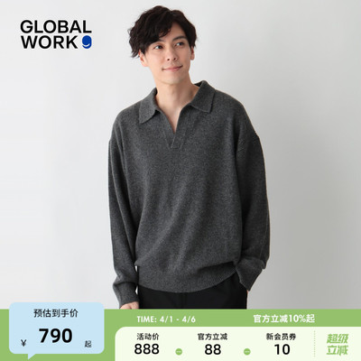 GLOBAL WORK 羊绒衫男2025冬季新款康赛妮山羊绒海鸥领毛衣633016