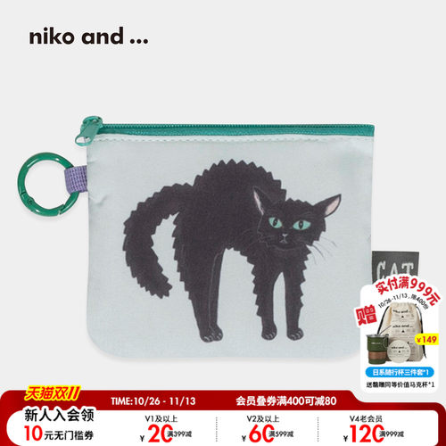 niko and ... 包袋2026新款猫咪图案小巧便携零钱包650146