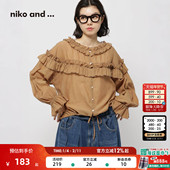 棉质花边轻薄长袖 niko 上衣497886 女2026春季 新款 and ...衬衫