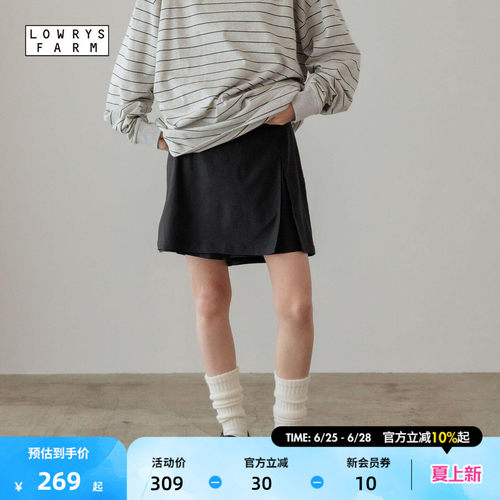 LOWRYS FARM休闲裤女2026夏季新款文艺纯色褶皱短款裙裤661921