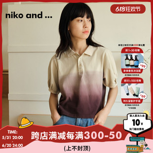 新款 niko ...T恤女2024夏季 潮流渐变色休闲上衣118843 and 时尚