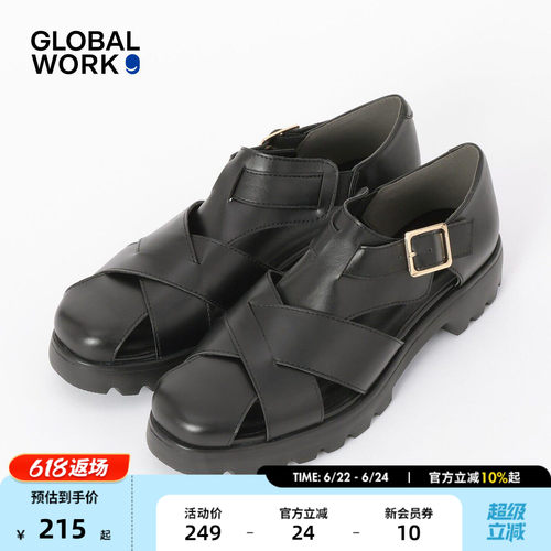 GLOBAL WORK 凉鞋女2026新款罗马风PU皮镂空休闲凉鞋658814